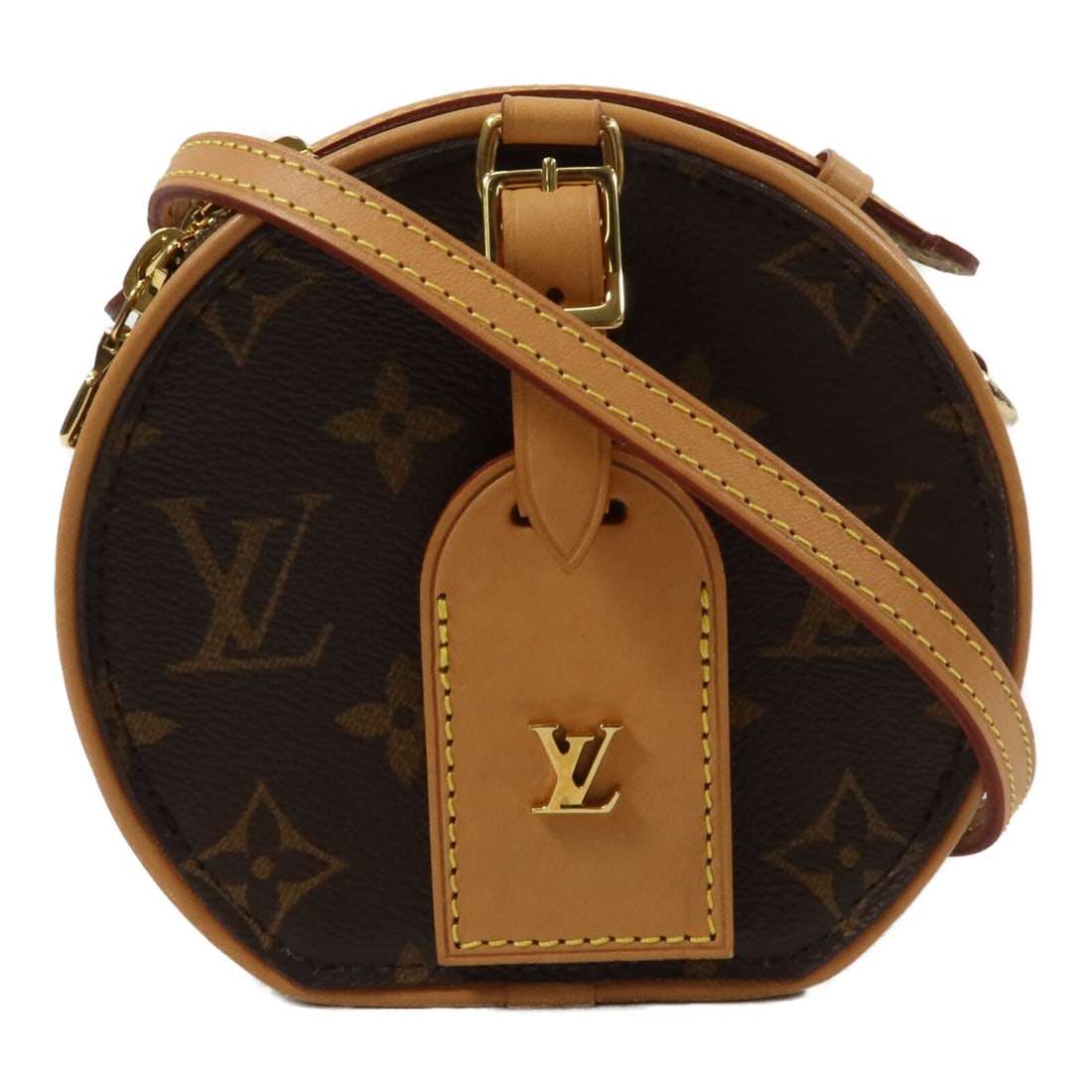 Louis Vuitton Mini Boite Chapeau Monogram Shoulder Bag M44699: Louis Vuitton Mini Boite Chapeau Monogram Shoulder Bag M44699 Compact and structured, this Louis Vuitton Mini Boite Chapeau is a 2-way shoulder bag in brown Monogram PVC coated canvas. The design incl