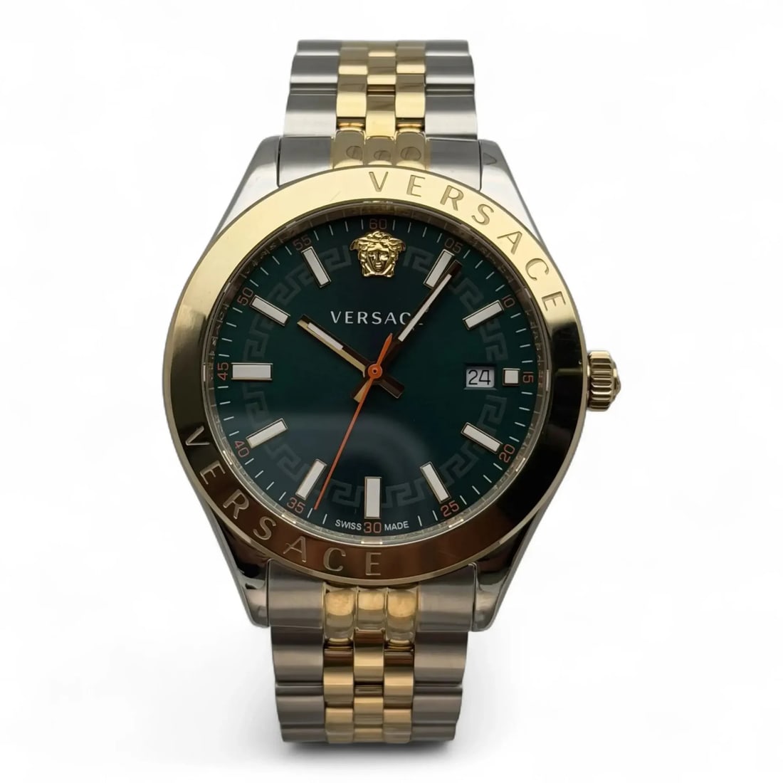 Versace Hellenyium mens quartz wristwatch green dial two tone steel VEVK00620 (1 of 4)