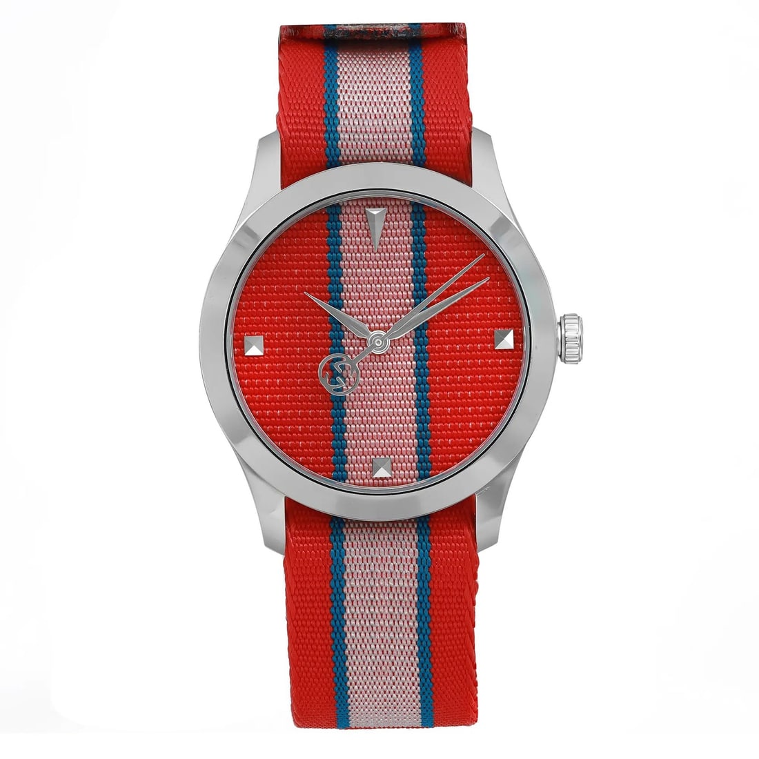 Gucci G-Timeless Quartz Watch Pink Dial Steel Unisex YA1264070: Gucci G-Timeless Quartz Watch Pink Dial Steel Unisex YA1264070 Experience timeless elegance with the Gucci G-Timeless Wristwatch, featuring a striking pink dial complemented by red accents. Designed f
