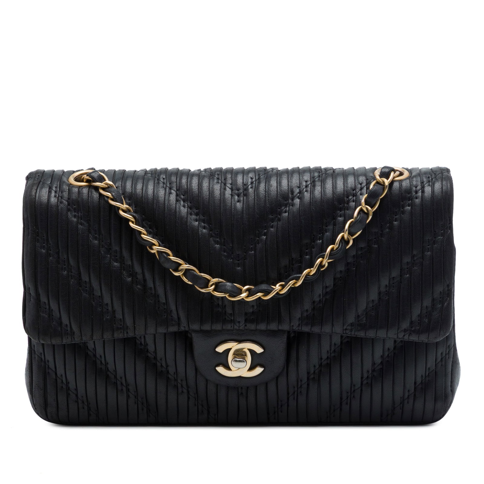 Chanel Medium Classic Chevron Pleated Calfskin Shoulder Bag (1 of 6)