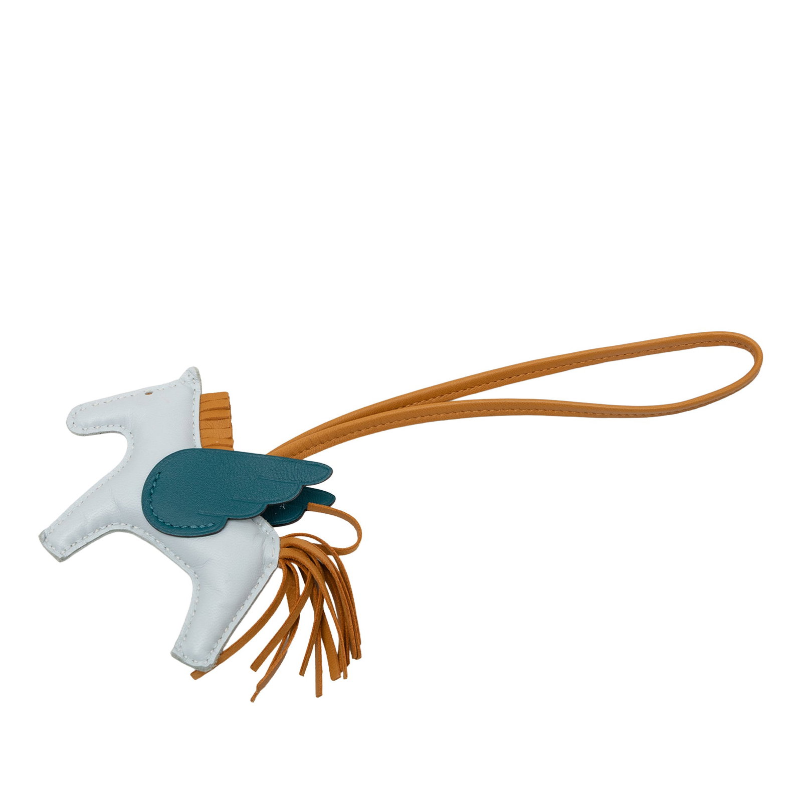 Hermes GriGri Rodeo Pegase PM bag charm in Milo lambskin and Swift: Hermes GriGri Rodeo Pegase PM bag charm in Milo lambskin and Swift Hermes GriGri Rodeo Pegase Bag Charm PM crafted in Milo lambskin and Swift leather. This accessory is made in France and comes with i