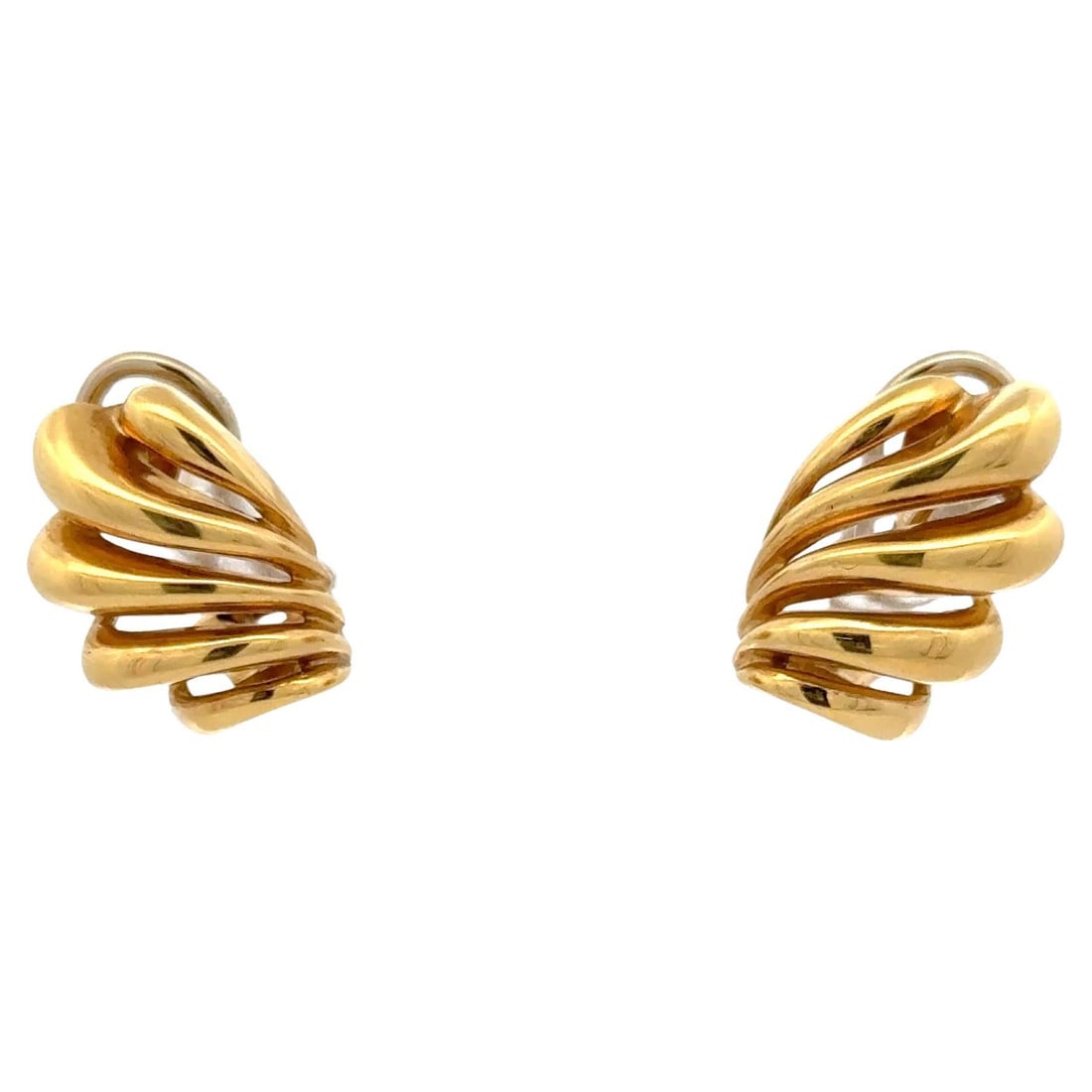 Harbor Diamonds 18K Yellow Gold Wing Motif Stud Earrings 0.75 in (1 of 7)