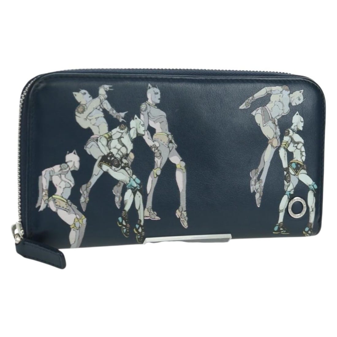BVLGARI JoJo's Bizarre Adventure Killer Queen Leather Long Wallet Navy: BVLGARI JoJo's Bizarre Adventure Killer Queen Leather Long Wallet Navy BVLGARI long wallet in navy leather, made in Italy. It comes with the original item box and is noted as a women's style. The wall