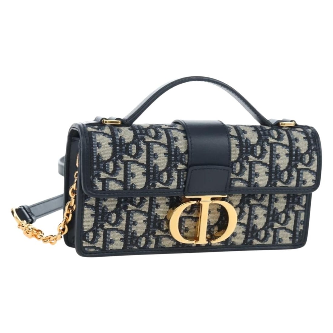 Christian Dior 30 Montaigne 2way Hand Bag Trotter Canvas Navy Gold: Christian Dior 30 Montaigne 2way Hand Bag Trotter Canvas Navy Gold Christian Dior 30 Montaigne 2-way handbag in navy Trotter canvas with gold-tone accents. Made in Italy, this women's bag includes a s