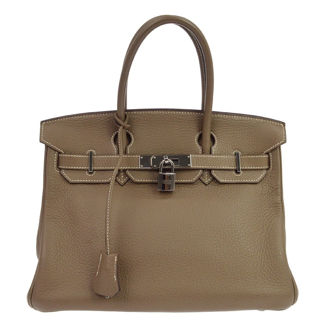 Hermes Birkin Calfskin Handbag Gray Palladium Hardware: Hermes Birkin Calfskin Handbag Gray Palladium Hardware Hermes Birkin handbag in gray calfskin with palladium hardware. Made in France, this piece shows very good overall condition with light scratchin