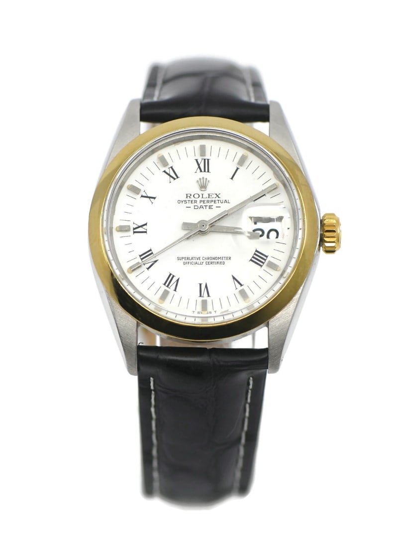 Rolex Oyster Perpetual 1512 men's automatic steel wristwatch with box: Rolex Oyster Perpetual 1512 men's automatic steel wristwatch with box Pre-owned Rolex Oyster Perpetual Date wristwatch with automatic mechanical movement and analog display. This men's watch features 
