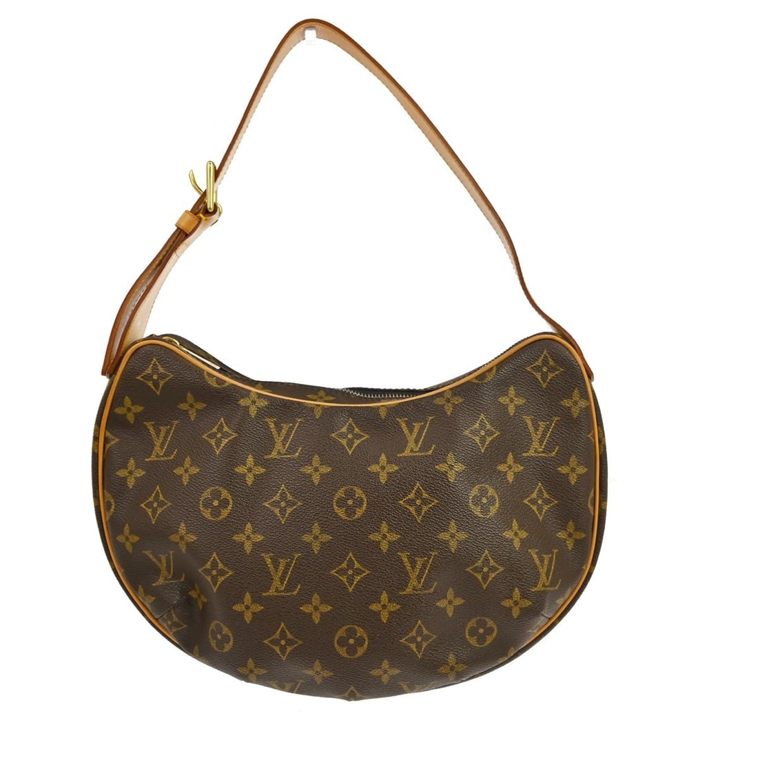 Louis Vuitton Croissant MM Monogram Canvas Hobo Bag M51512: Louis Vuitton Croissant MM Monogram Canvas Hobo Bag M51512 Vintage Louis Vuitton Croissant MM handbag in brown Monogram canvas and leather with a zip closure, top handle, adjustable strap, Alcantara l