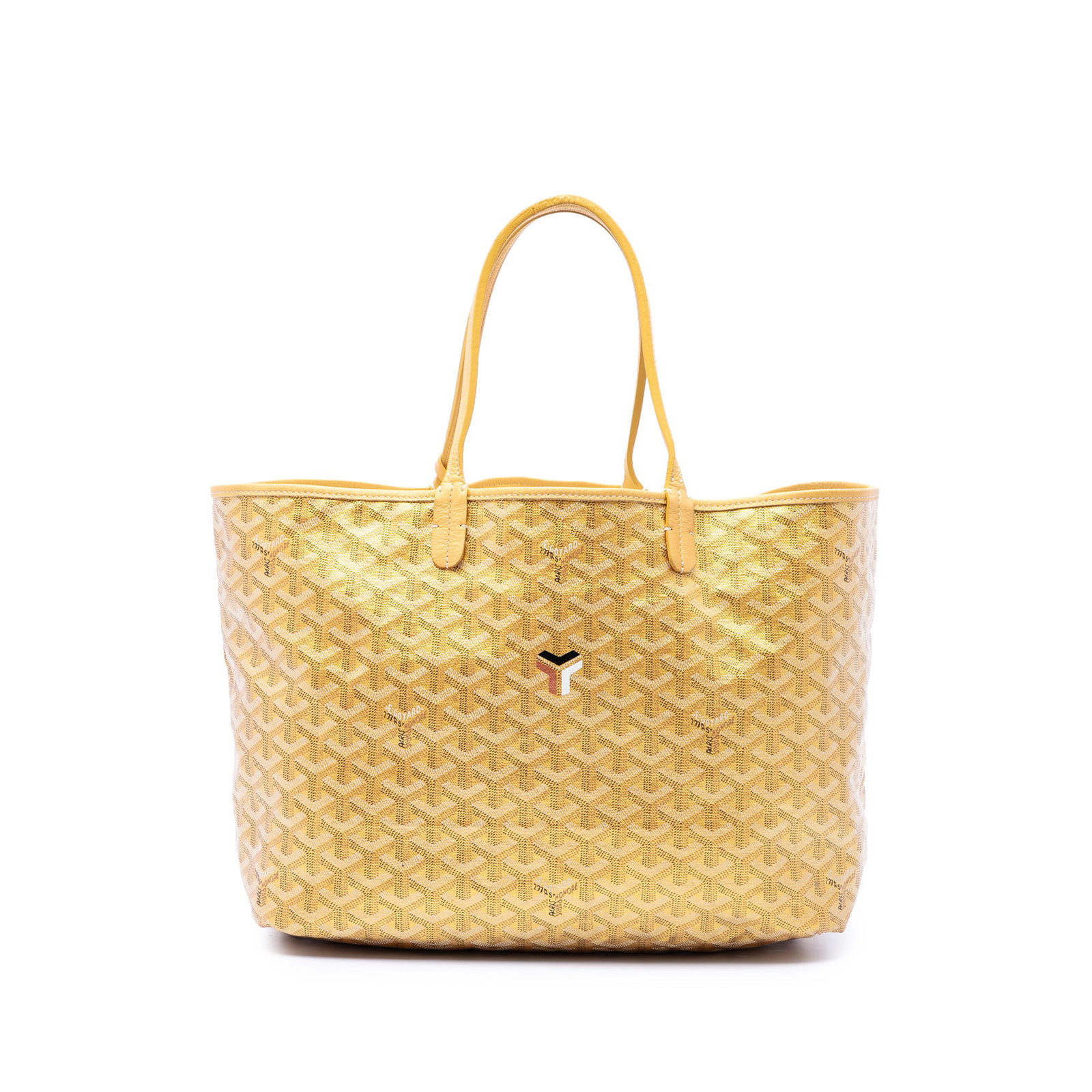 Goyard Saint Louis PM Special Edition Goyardine Tote Bag: Goyard Saint Louis PM Special Edition Goyardine Tote Bag Special Edition Goyardine Precious Metal Saint Louis PM tote bag with a coated canvas body, flat leather handles, an open top, and a removable 