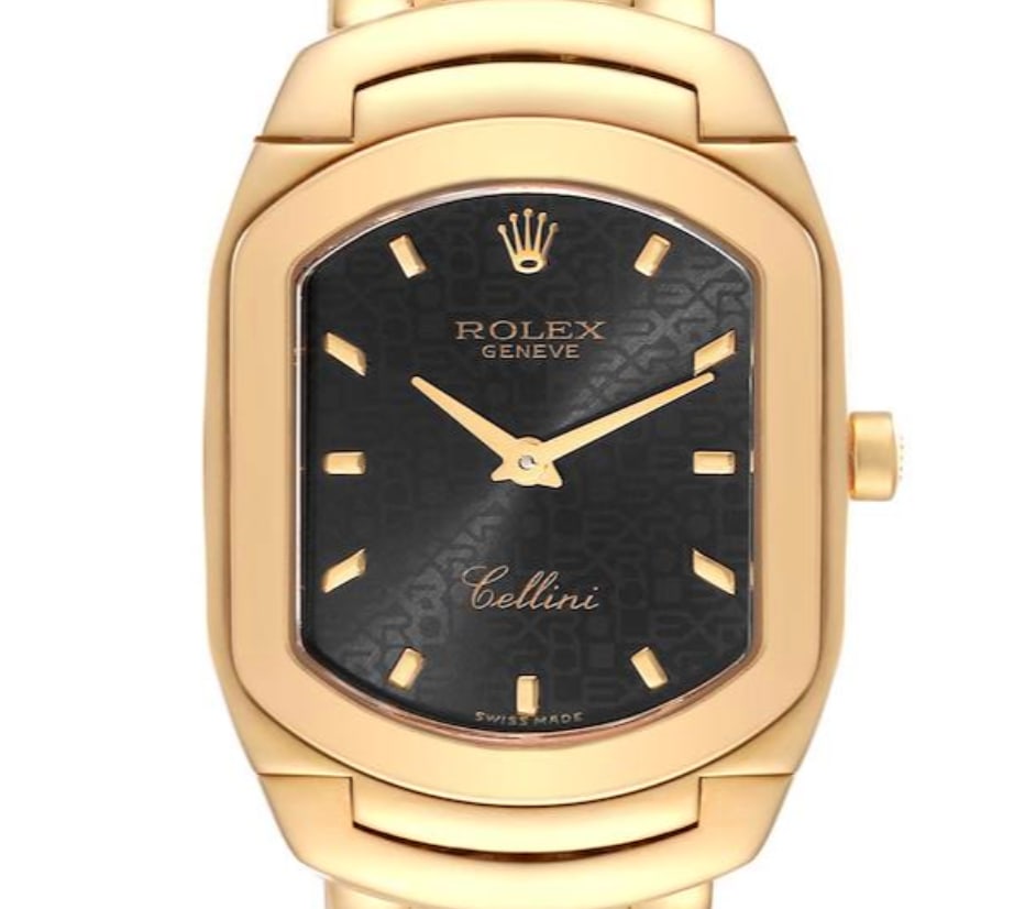 Ladies Rolex Cellini Cellissima Ref 6631 8 Black Dial Watch: Ladies Rolex Cellini Cellissima Ref 6631 8 Black Dial Watch Rolex Cellini Cellissima ladies watch featuring a black anniversary dial, smooth bezel, and a generic leather band. Reference 6631/8. Specif