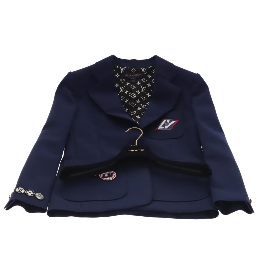 Louis Vuitton 1A63TC Women's Navy Polyester Jacket Size 38 France (1 of 18)