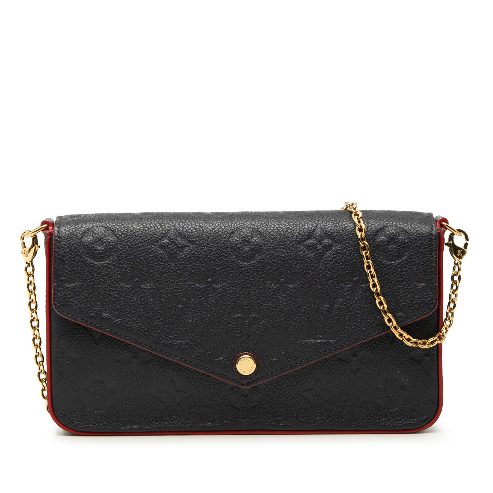 Louis Vuitton Pochette Felicie Monogram Empreinte Leather Shoulder Bag: Louis Vuitton Pochette Felicie Monogram Empreinte Leather Shoulder Bag This Louis Vuitton Monogram Empreinte Pochette Felicie is crafted in black leather with a detachable chain link shoulder strap an