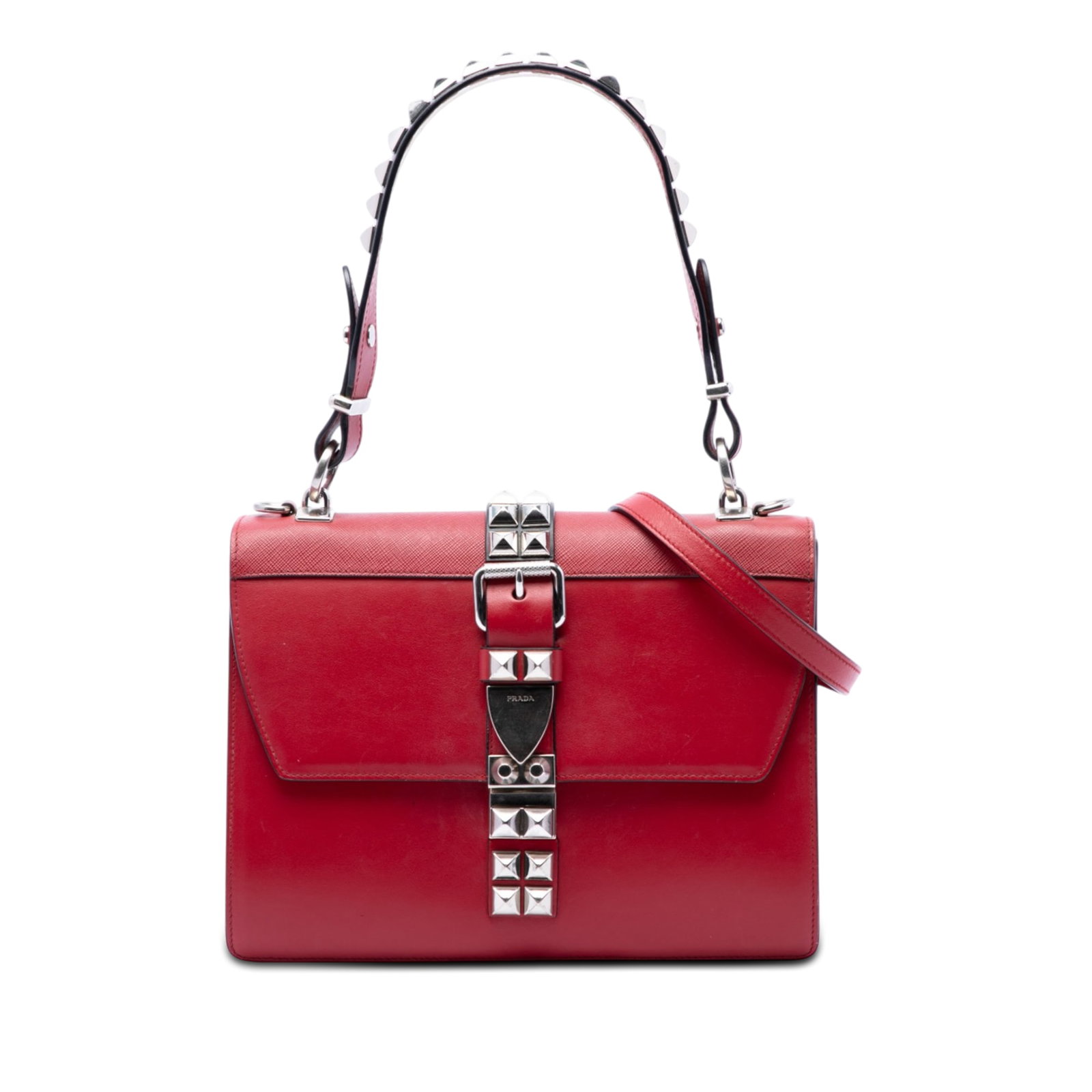 Prada Elektra Satchel in Red Calf and Saffiano Leather (1 of 7)