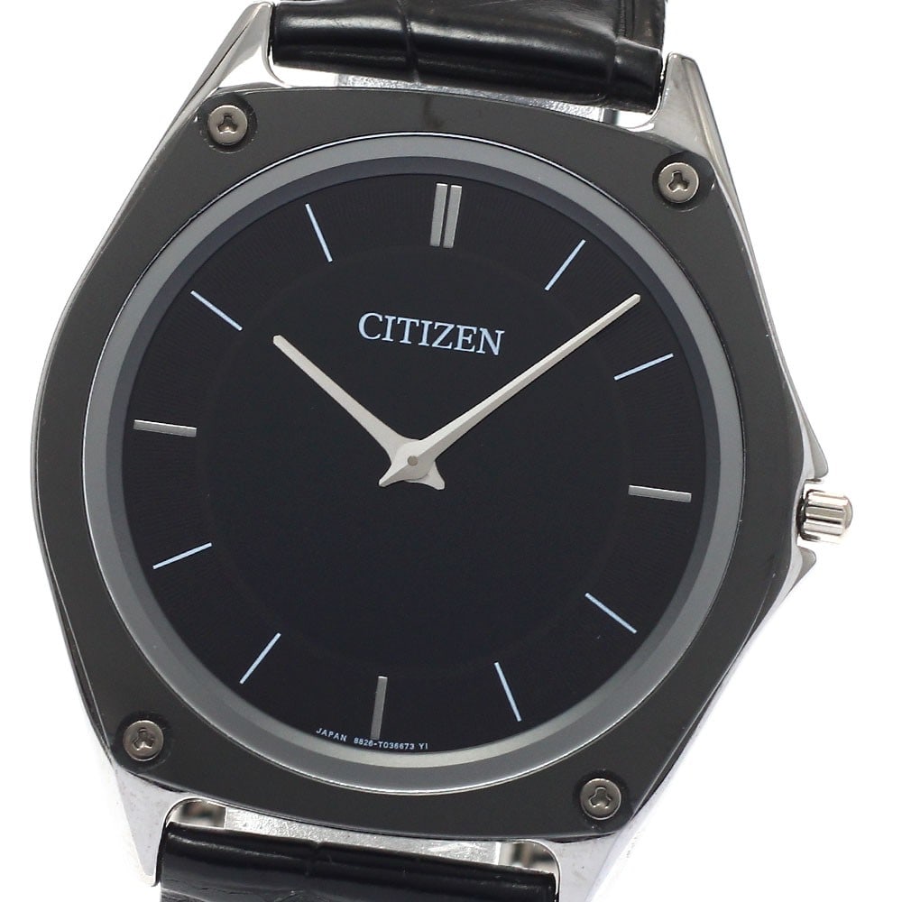 Citizen Eco-Drive One AR5044-03E Solar Mens Wristwatch Black Dial: Citizen Eco-Drive One AR5044-03E Solar Mens Wristwatch Black Dial CITIZEN Eco-Drive One men's wristwatch with a black dial and solar movement. This Japan-made watch features a cermet case and leather 