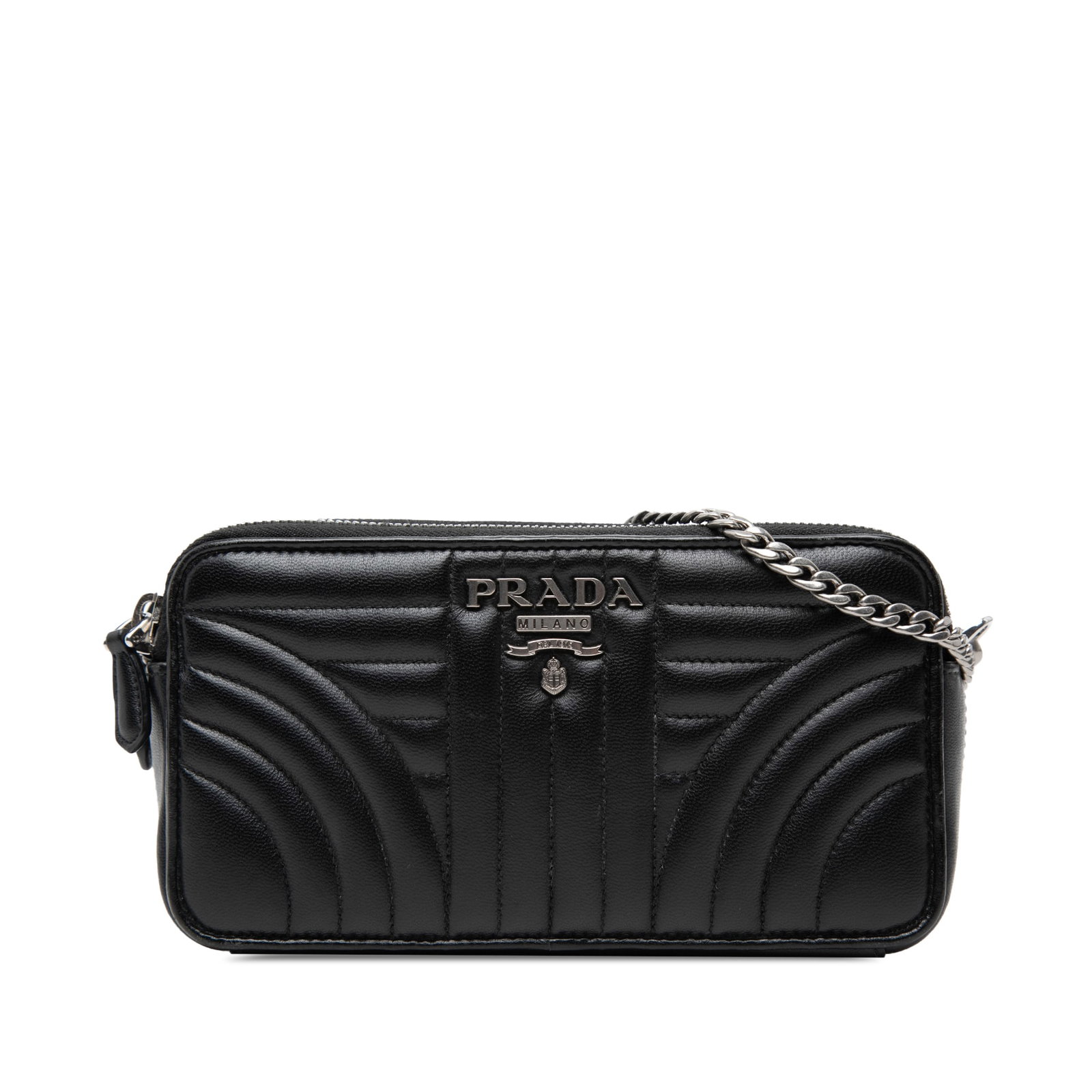 Prada Diagramme Double Zip Mini Crossbody in Black Leather (1 of 6)