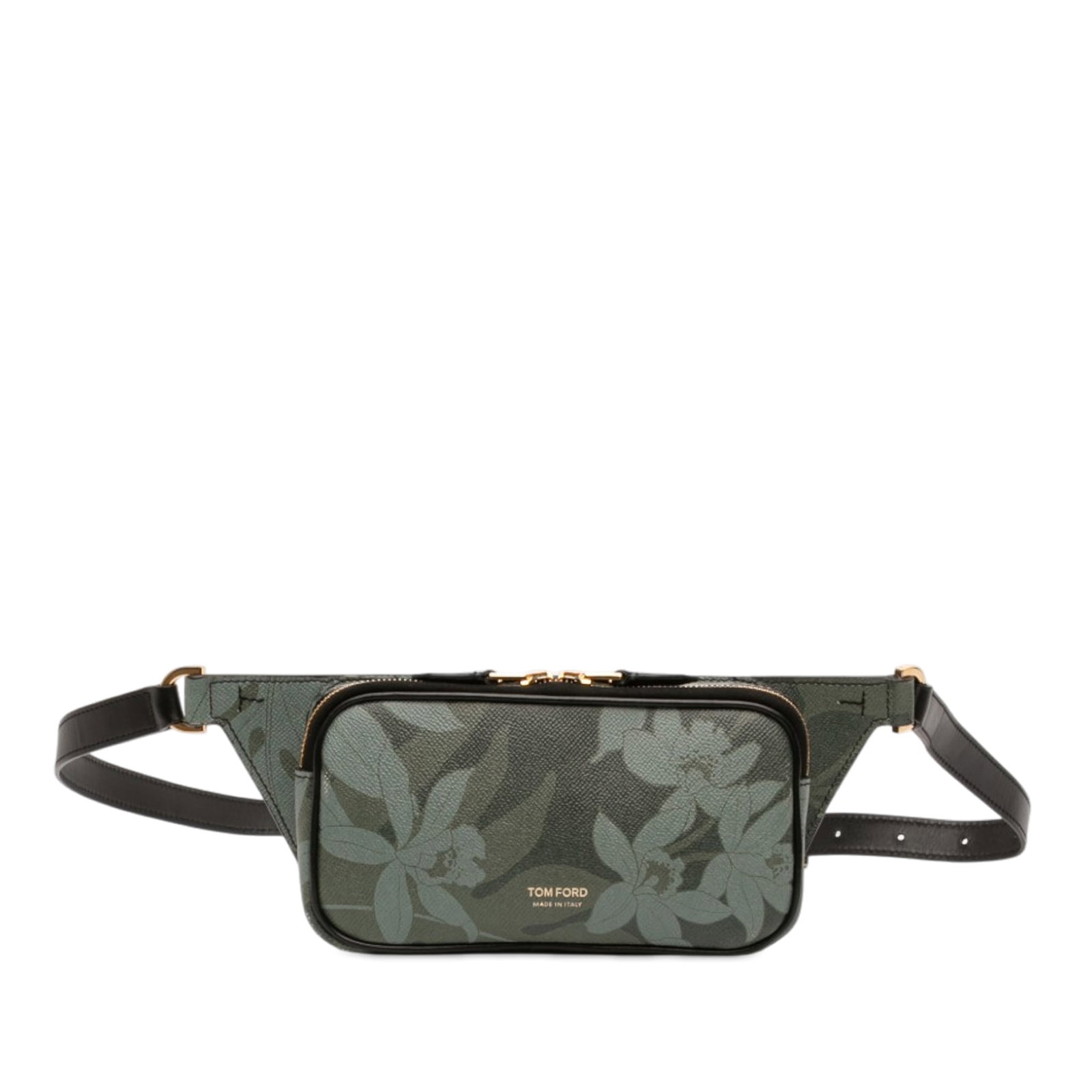 Tom Ford green leather floral print waist bag (1 of 10)
