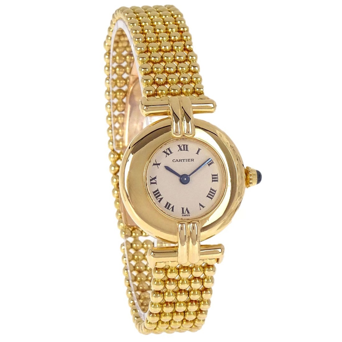 Cartier Colisee SM 23mm Quartz Wristwatch in 18KYG: Cartier Colisee SM 23mm Quartz Wristwatch in 18KYG Cartier Must Colisee SM wristwatch with a quartz movement and analog display. It features a 23 mm 18KYG case, gold case color, white dial, and gold b