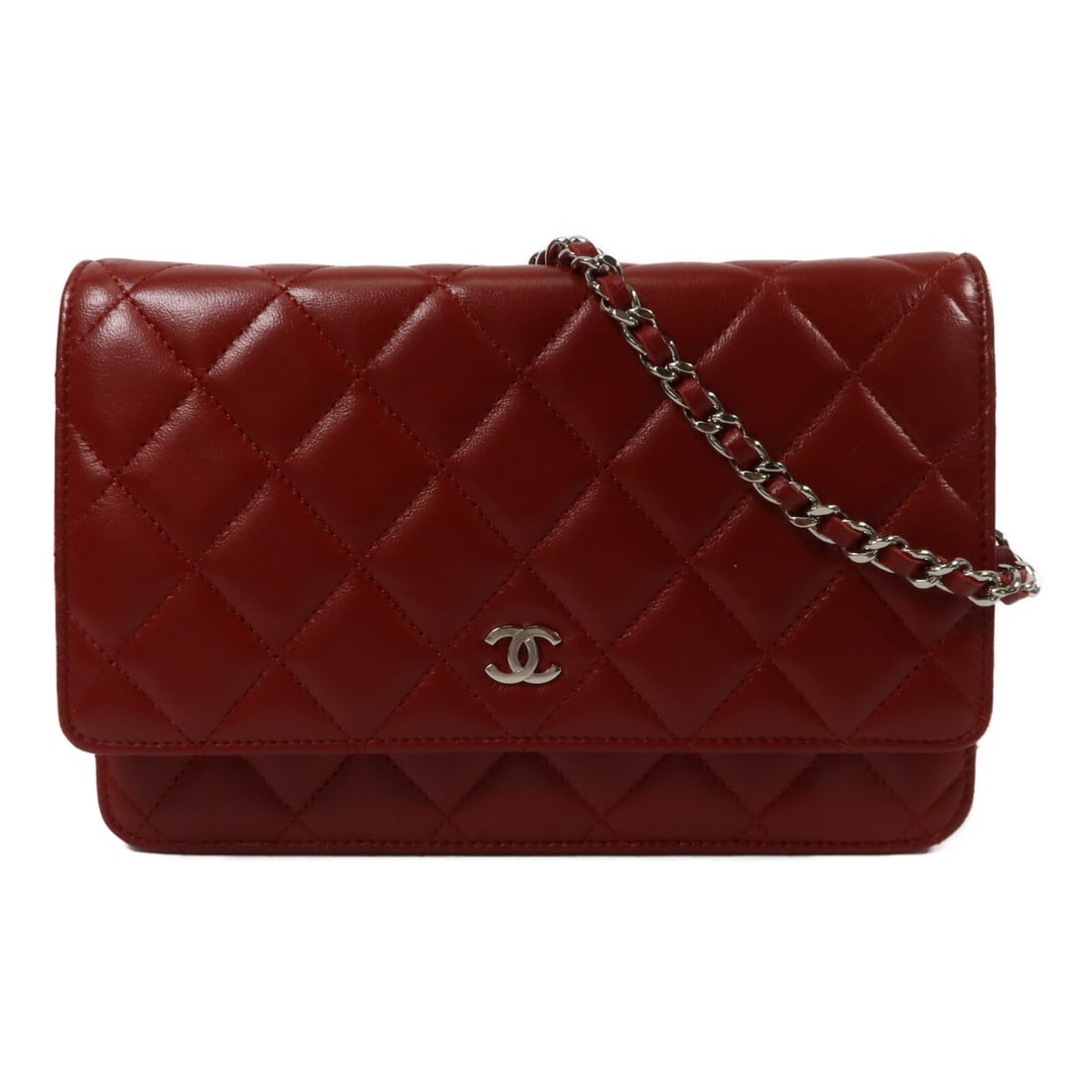 CHANEL A33814 WOC Shoulder Bag Red Lambskin CC SHW (1 of 15)