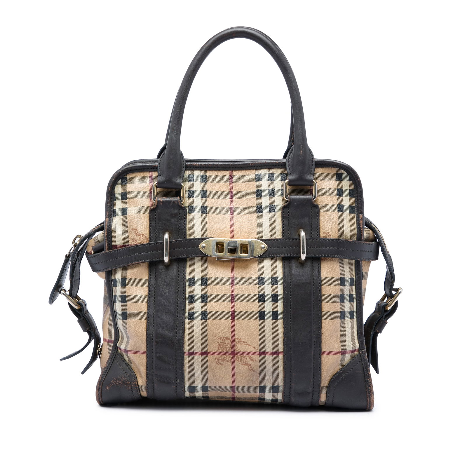 Burberry Minford Portrait Satchel in Haymarket Check Coated Canvas (1 of 8)