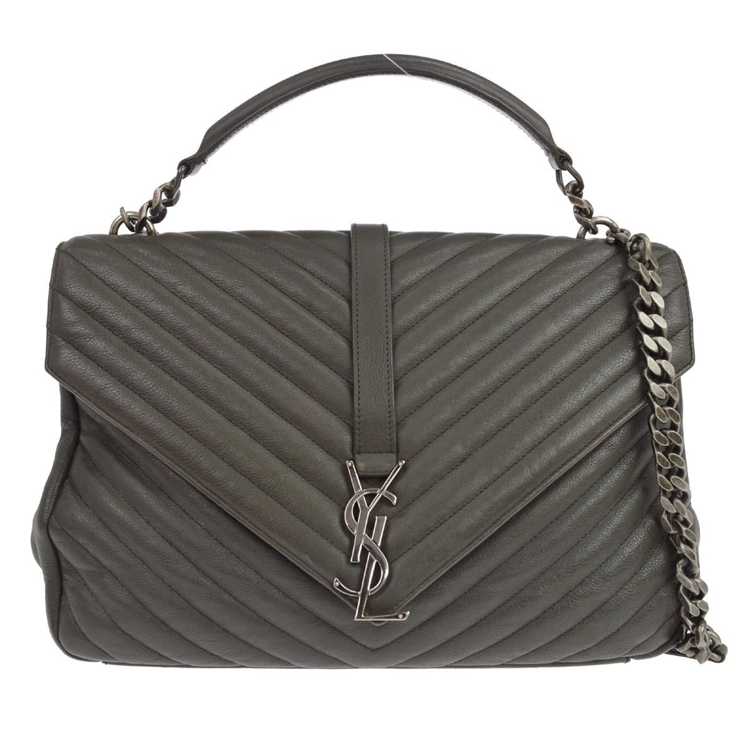Saint Laurent Classic Monogram College Gray Leather Handbag (1 of 6)