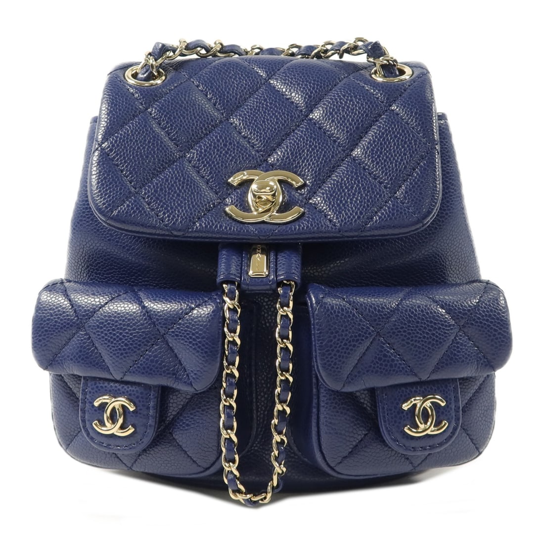 CHANEL Duma Rucksack Backpack Blue Calfskin Leather CC GHW (1 of 16)