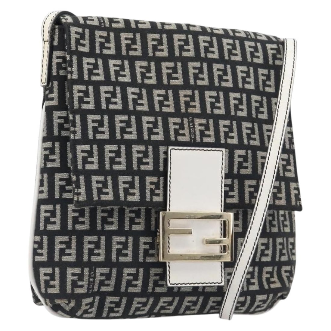Fendi Mamma Baguette Shoulder Bag in Black Gold Zucchino Canvas: Fendi Mamma Baguette Shoulder Bag in Black Gold Zucchino Canvas Fendi Mamma Baguette shoulder bag in black and gold Zucchino canvas. This women's bag is made in Italy and includes only the bag shown. 