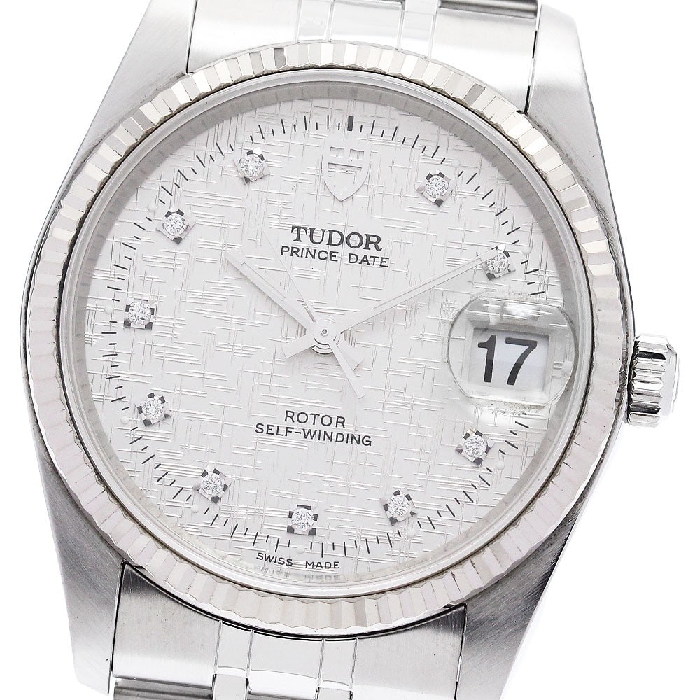 TUDOR Prince Date Ref 74034 Mens Automatic Watch WG Bezel 10 Diamond Dial: TUDOR Prince Date Ref 74034 Mens Automatic Watch WG Bezel 10 Diamond Dial TUDOR Prince Date men's wristwatch with an automatic movement and date function. This reference 74034 features a silver dial a