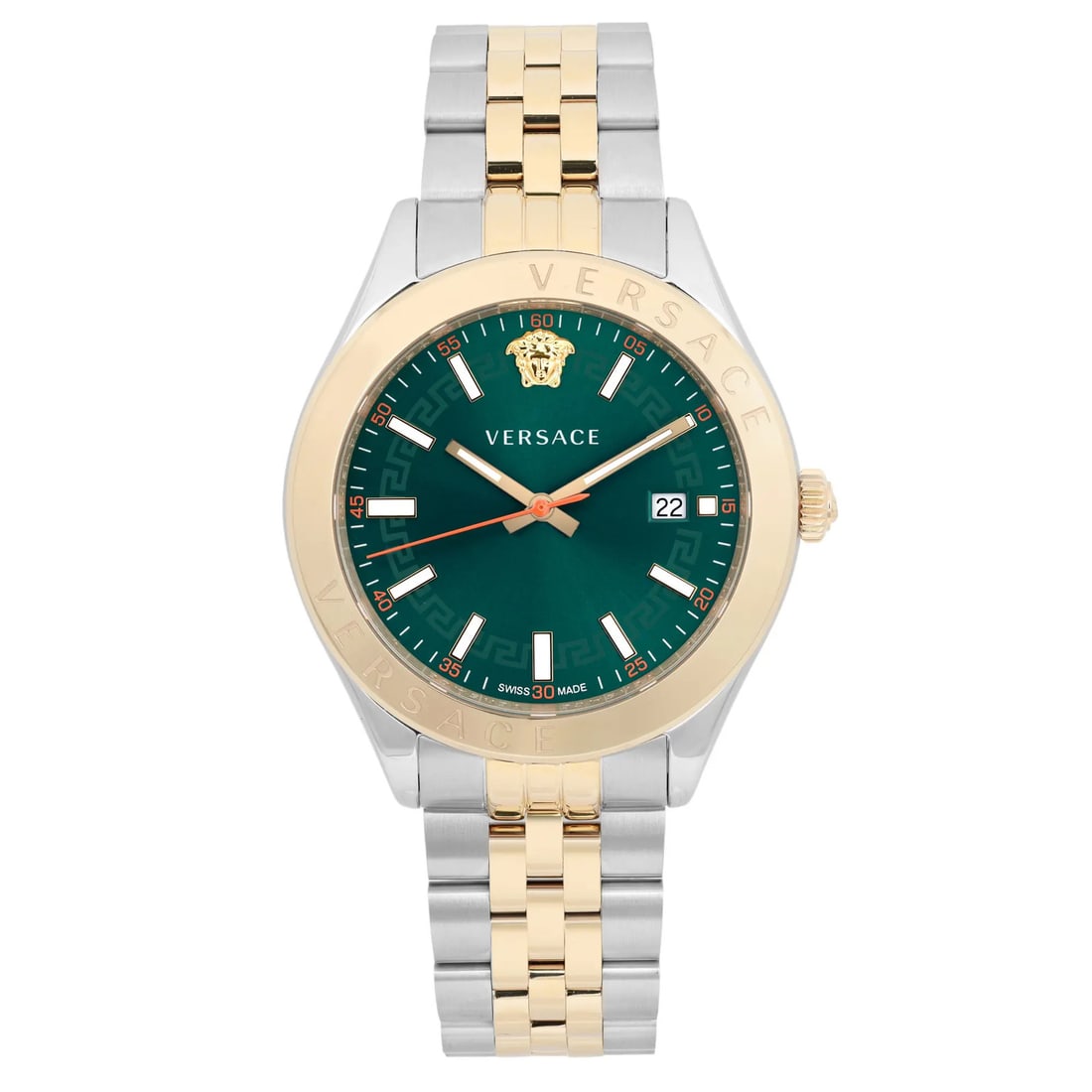 Versace Hellenyium mens quartz wristwatch green dial two tone steel (1 of 12)