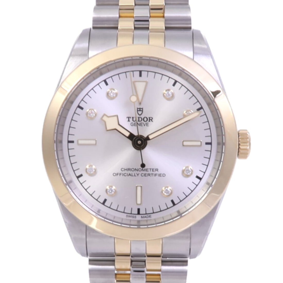 TUDOR 79683 Black Bay One 41 S&G mens automatic watch white dial: TUDOR 79683 Black Bay One 41 S&G mens automatic watch white dial TUDOR Black Bay One 41 S&G wristwatch for men, featuring a white dial and a stainless steel and gold plated finish. It is an automatic 