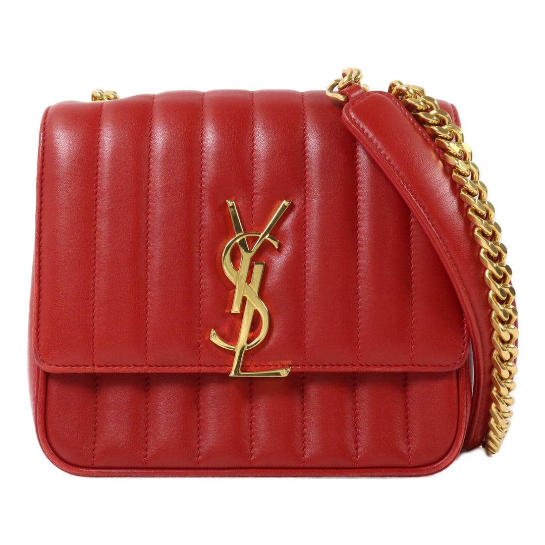 Saint Laurent Vicky Medium Shoulder Bag Red Lambskin GNR532612 (1 of 18)