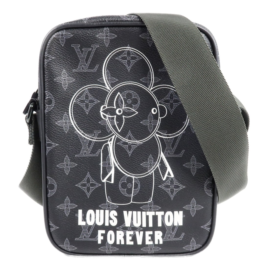 Louis Vuitton M43677 Vivienne Danube PM Monogram Eclipse Shoulder Bag: Louis Vuitton M43677 Vivienne Danube PM Monogram Eclipse Shoulder Bag Louis Vuitton Vivienne Danube PM shoulder bag in black Monogram Eclipse PVC coated canvas. This men's bag features a compact profi