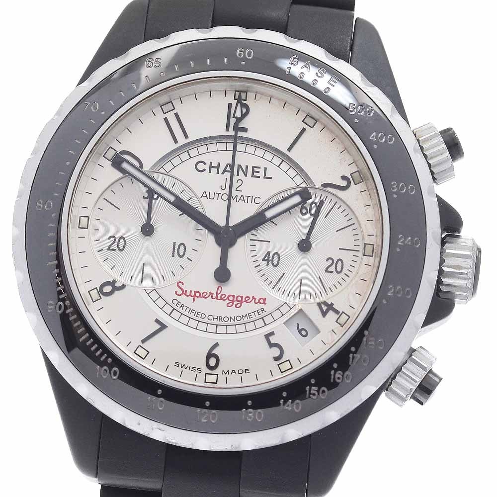 CHANEL J12 Superleggera H2039 mens automatic chronograph watch: CHANEL J12 Superleggera H2039 mens automatic chronograph watch CHANEL J12 Superleggera Chronograph Date automatic men's wristwatch with a silver dial and date, chronograph, and small seconds functions