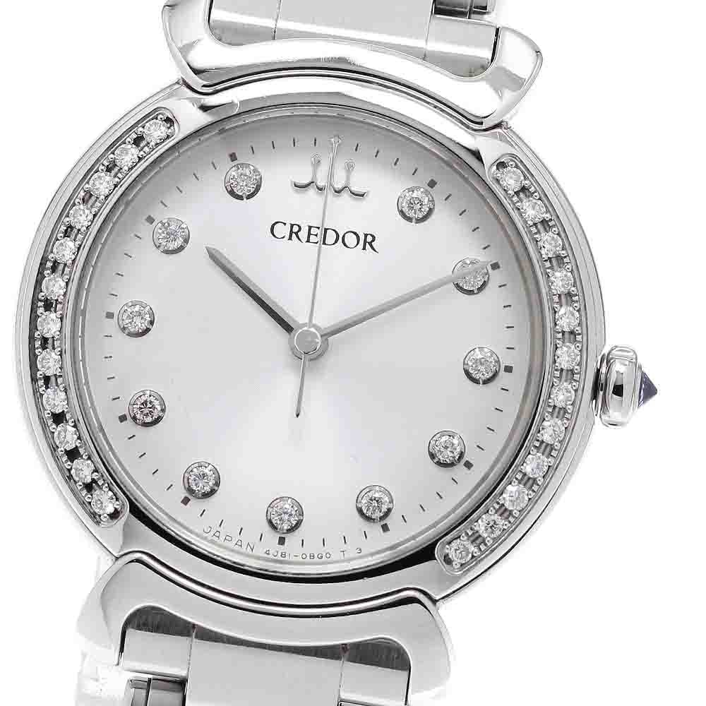 Seiko Credor Linealux Quartz Wristwatch GSAS943 4J81-0AZ0 Diamond Bezel: Seiko Credor Linealux Quartz Wristwatch GSAS943 4J81-0AZ0 Diamond Bezel Seiko Credor Linealux wristwatch with a quartz movement and an 11P diamond bezel. This watch features a silver dial and stainles