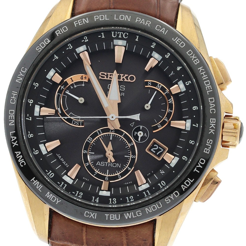 SEIKO Astron SBXB060 Novak Djokovic 2015 Limited Edition Watch: SEIKO Astron SBXB060 Novak Djokovic 2015 Limited Edition Watch Seiko Astron Novak Djokovic 2015 Limited Edition wristwatch from Japan. This men's model features a brown dial with solar radio movement 
