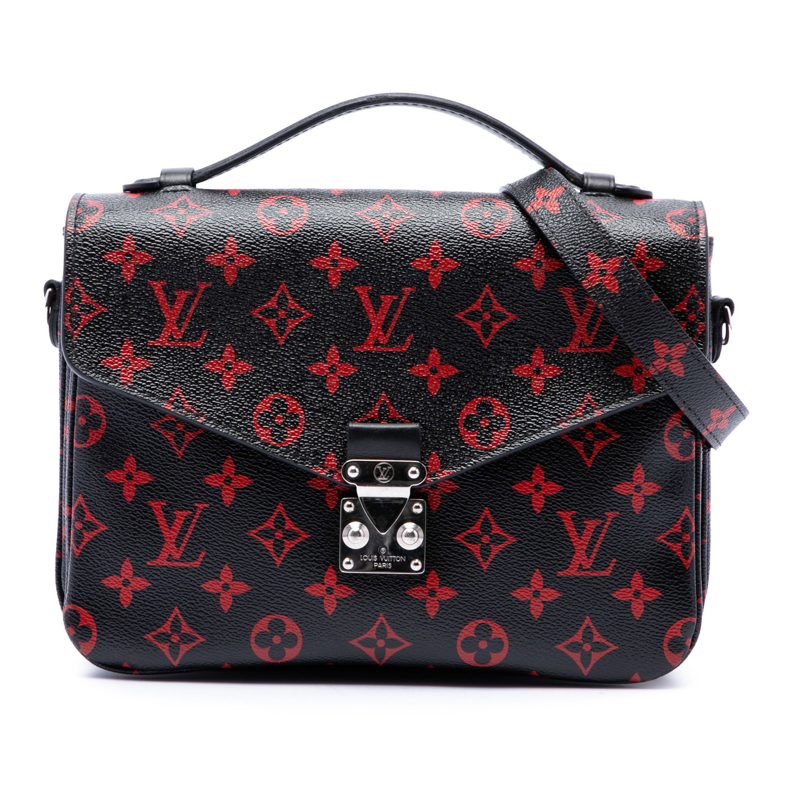 Louis Vuitton Pochette Metis Monogram Infrarouge Shoulder Bag: Louis Vuitton Pochette Metis Monogram Infrarouge Shoulder Bag Louis Vuitton Monogram Infrarouge Pochette Metis handbag crafted with a monogram canvas body, flat leather top handle, and detachable flat