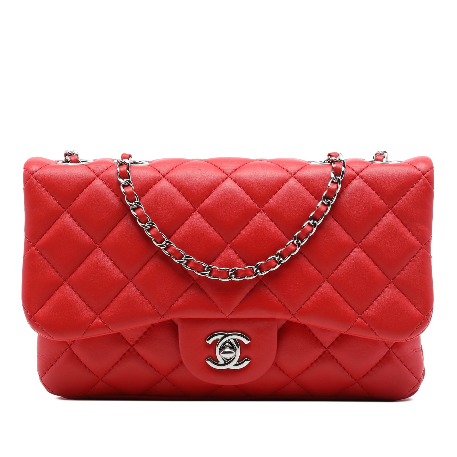 Chanel Tender Touch Small Flap Bag Quilted Red Lambskin: Chanel Tender Touch Small Flap Bag Quilted Red Lambskin Small Chanel Tender Touch flap bag crafted in red quilted lambskin leather. It features a leather-woven chain strap with a leather guard, a fron