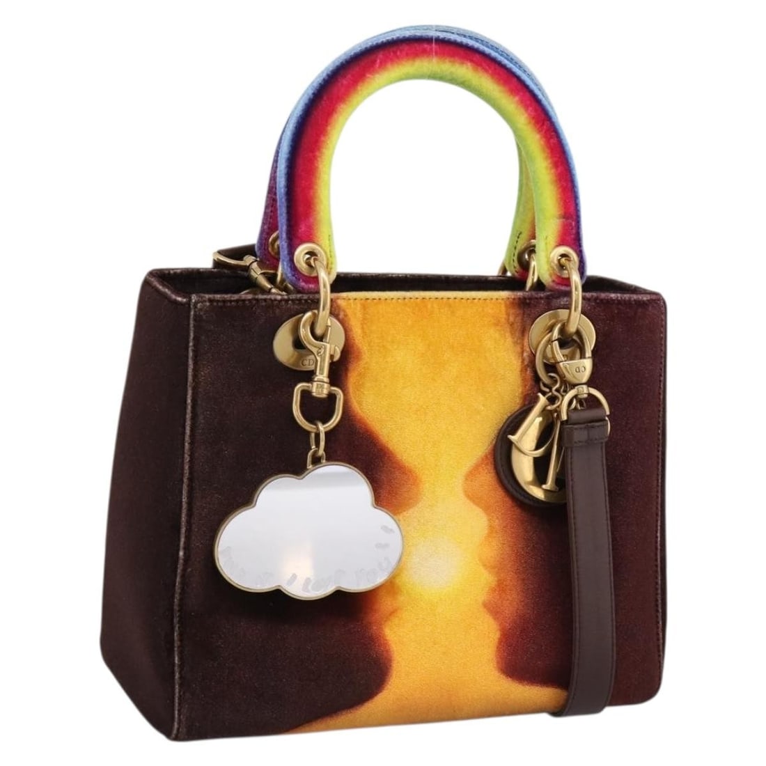 Christian Dior Lady Dior Ladyart Friedrich Knass Velvet 2way Hand Bag: Christian Dior Lady Dior Ladyart Friedrich Knass Velvet 2way Hand Bag Christian Dior Lady Dior Ladyart x Friedrich Knass 2-way handbag in velor with a multicolor design and gold-tone accents. Made in 