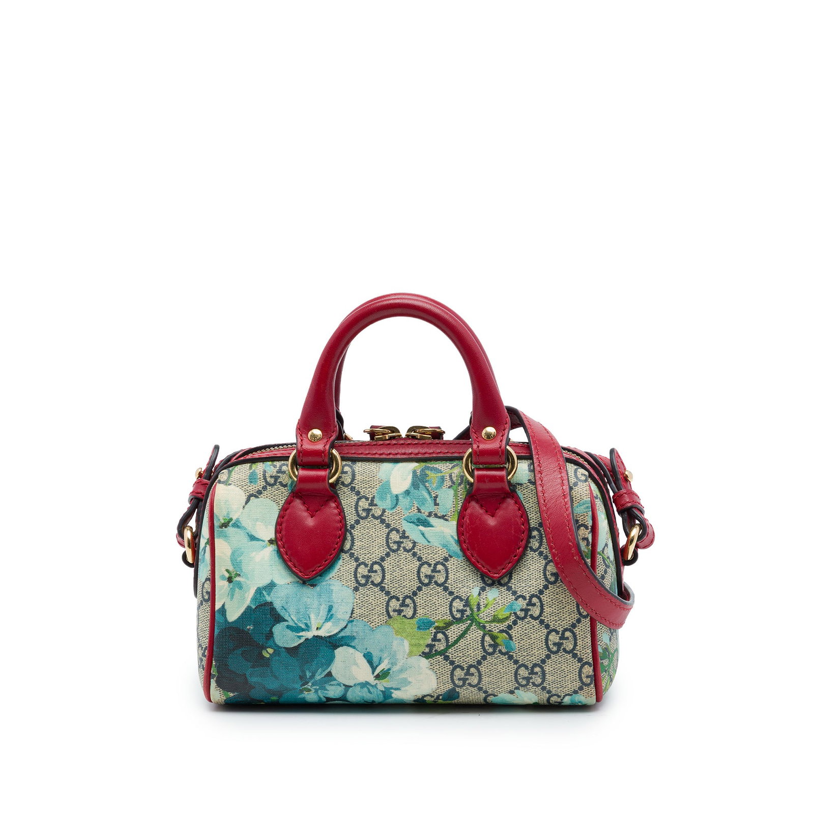 Gucci Blooms Mini Boston Bag in GG Supreme Canvas: Gucci Blooms Mini Boston Bag in GG Supreme Canvas Gucci Mini GG Supreme Blooms Boston Bag in beige printed coated canvas with rolled leather handles, a detachable flat leather strap, top zip closure, 