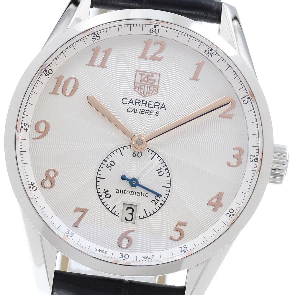 TAG Heuer Carrera Heritage Caliber 6 Automatic Date Watch WAS2112.BA0732: TAG Heuer Carrera Heritage Caliber 6 Automatic Date Watch WAS2112.BA0732 TAG Heuer Carrera Heritage Caliber 6 automatic wristwatch for men. This stainless steel watch features a silver dial with date 