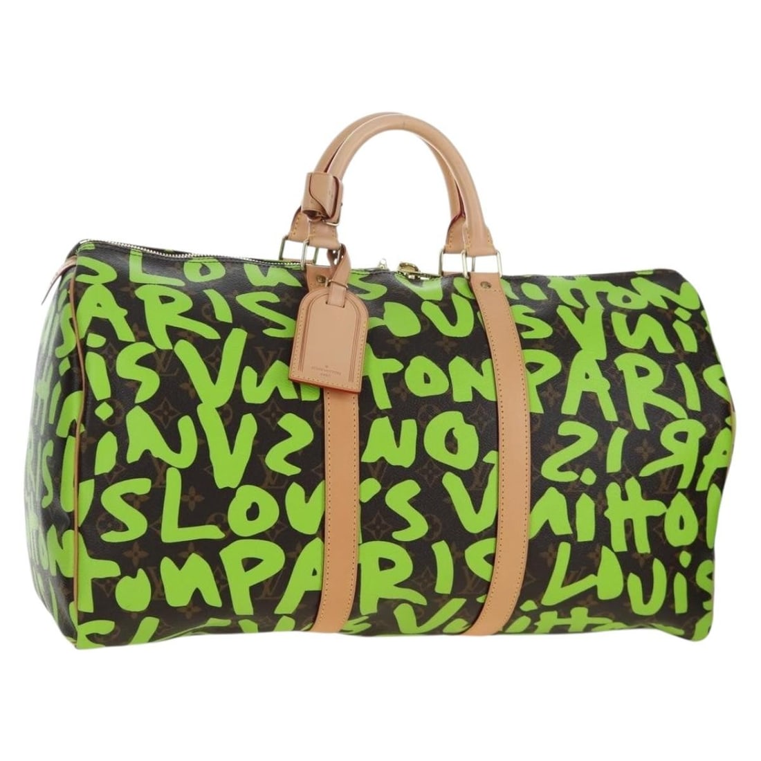 Louis Vuitton M93700 Graffiti Keepall 50 Monogram Canvas Boston Bag Vert: Louis Vuitton M93700 Graffiti Keepall 50 Monogram Canvas Boston Bag Vert Louis Vuitton Graffiti Keepall 50 Boston bag in Monogram Canvas with Vert colorway, made in France. This piece includes a dust 