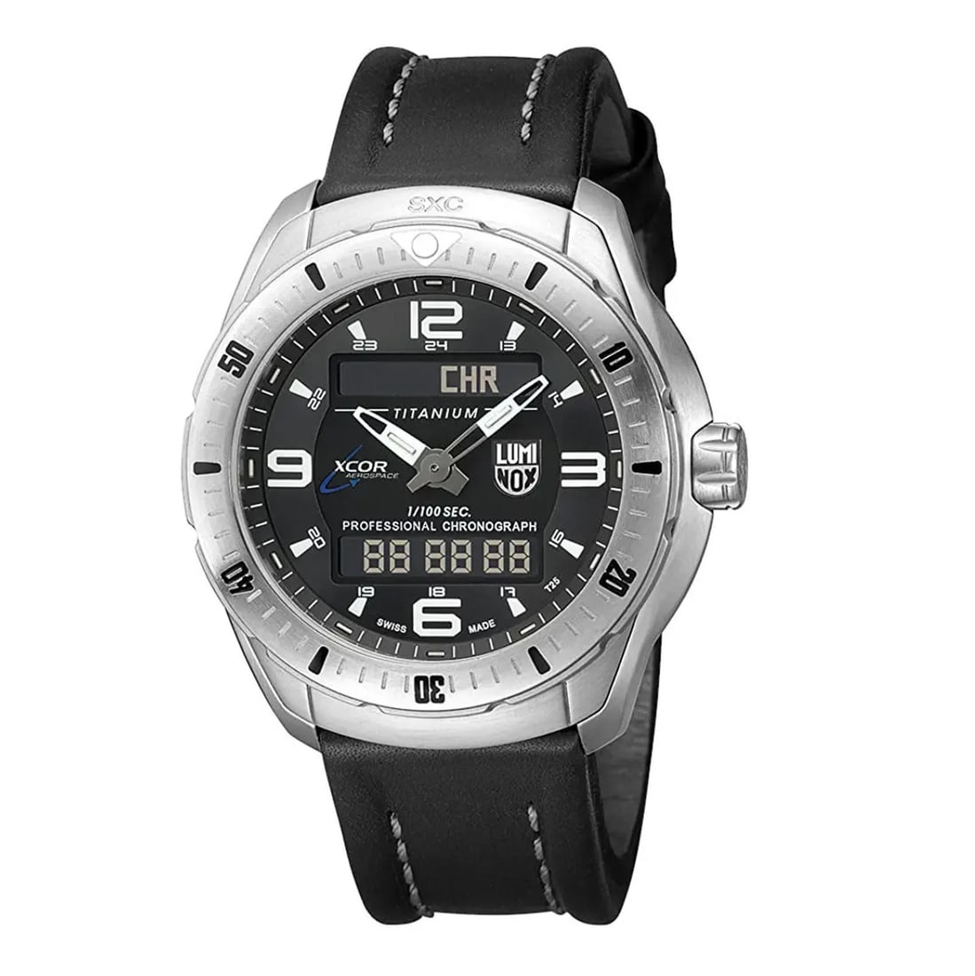 Luminox Xcor Space Expedition mens titanium quartz watch black dial XX.5241.XS: Luminox Xcor Space Expedition mens titanium quartz watch black dial XX.5241.XS Pre-owned Luminox XCOR Space Expedition men's wristwatch featuring a black dial with analog and digital display. This Swi