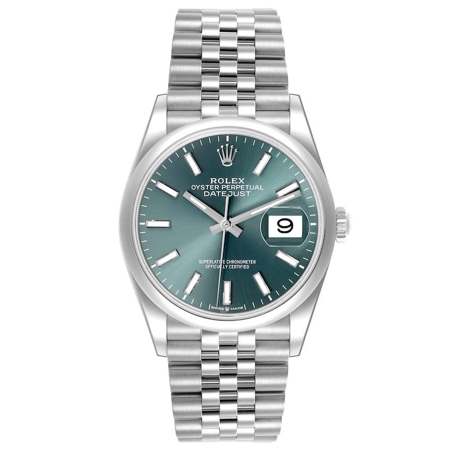 Rolex 126200 Datejust mens watch mint green dial Jubilee bracelet card 2024 (1 of 7)