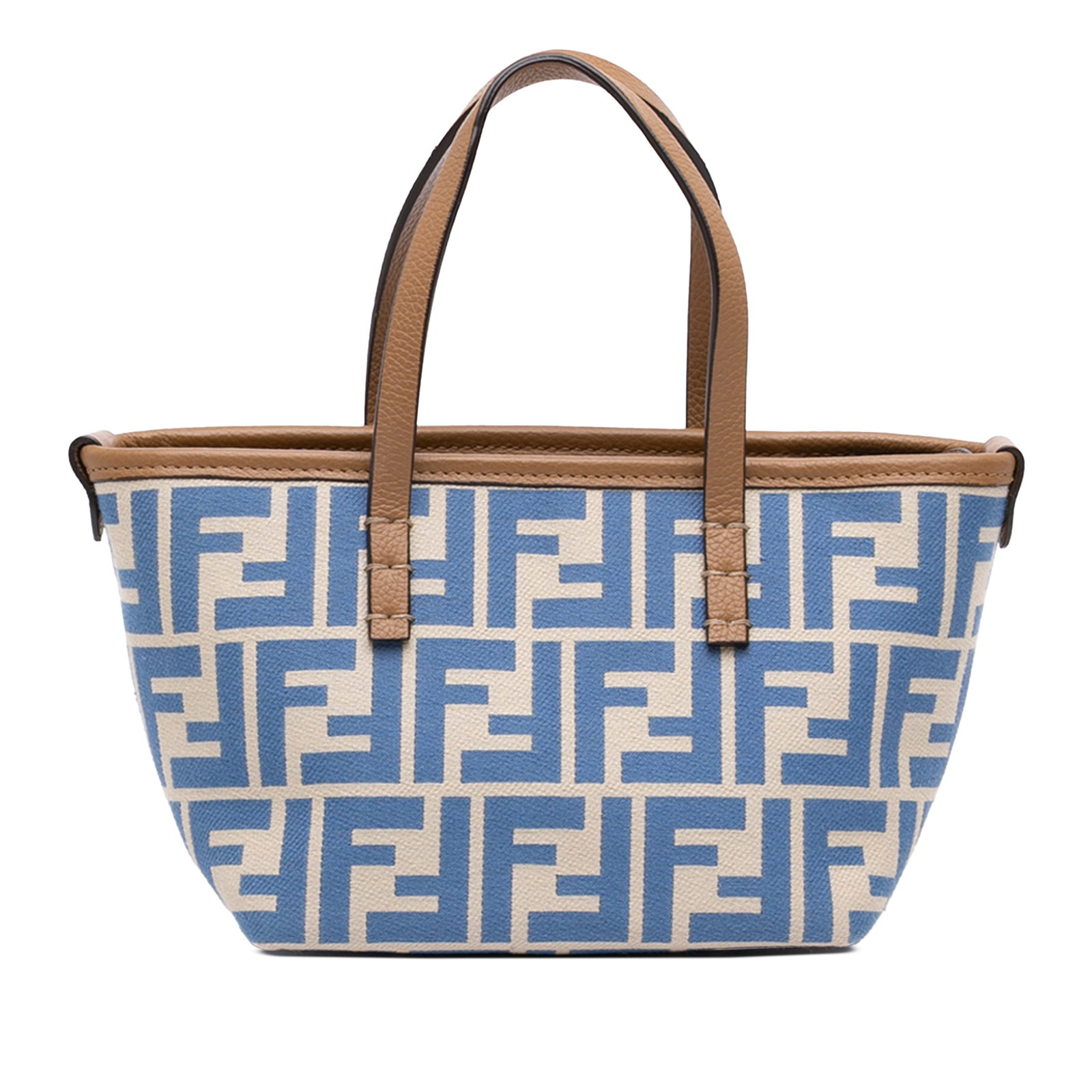 Fendi Mini Zucca Roll Satchel Blue Jacquard Fabric Bag (1 of 6)