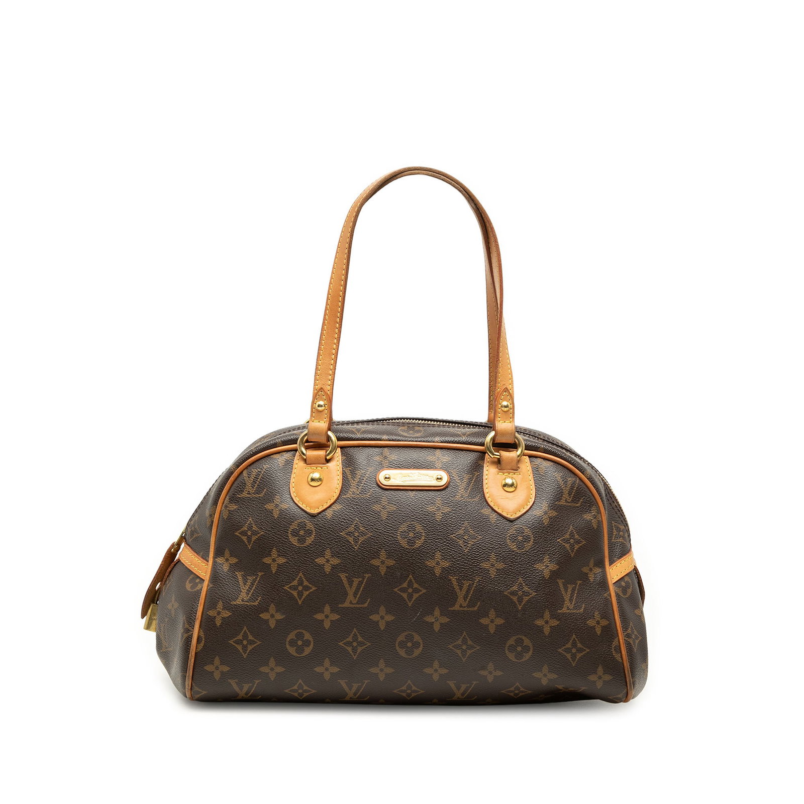 Louis Vuitton Montorgueil PM Monogram Canvas Shoulder Bag: Louis Vuitton Montorgueil PM Monogram Canvas Shoulder Bag Louis Vuitton Monogram Montorgueil PM handbag crafted with a monogram canvas body, vachetta leather trim, flat vachetta straps, and a top zip 