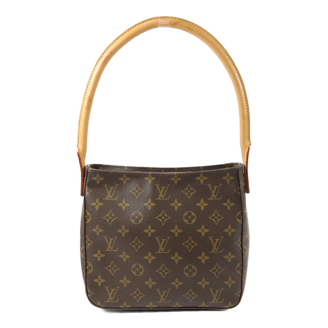 Louis Vuitton Looping MM Monogram Shoulder Bag M51146 Brown: Louis Vuitton Looping MM Monogram Shoulder Bag M51146 Brown Louis Vuitton Looping MM shoulder bag in brown Monogram PVC coated canvas. This women's shoulder bag features a structured silhouette with a