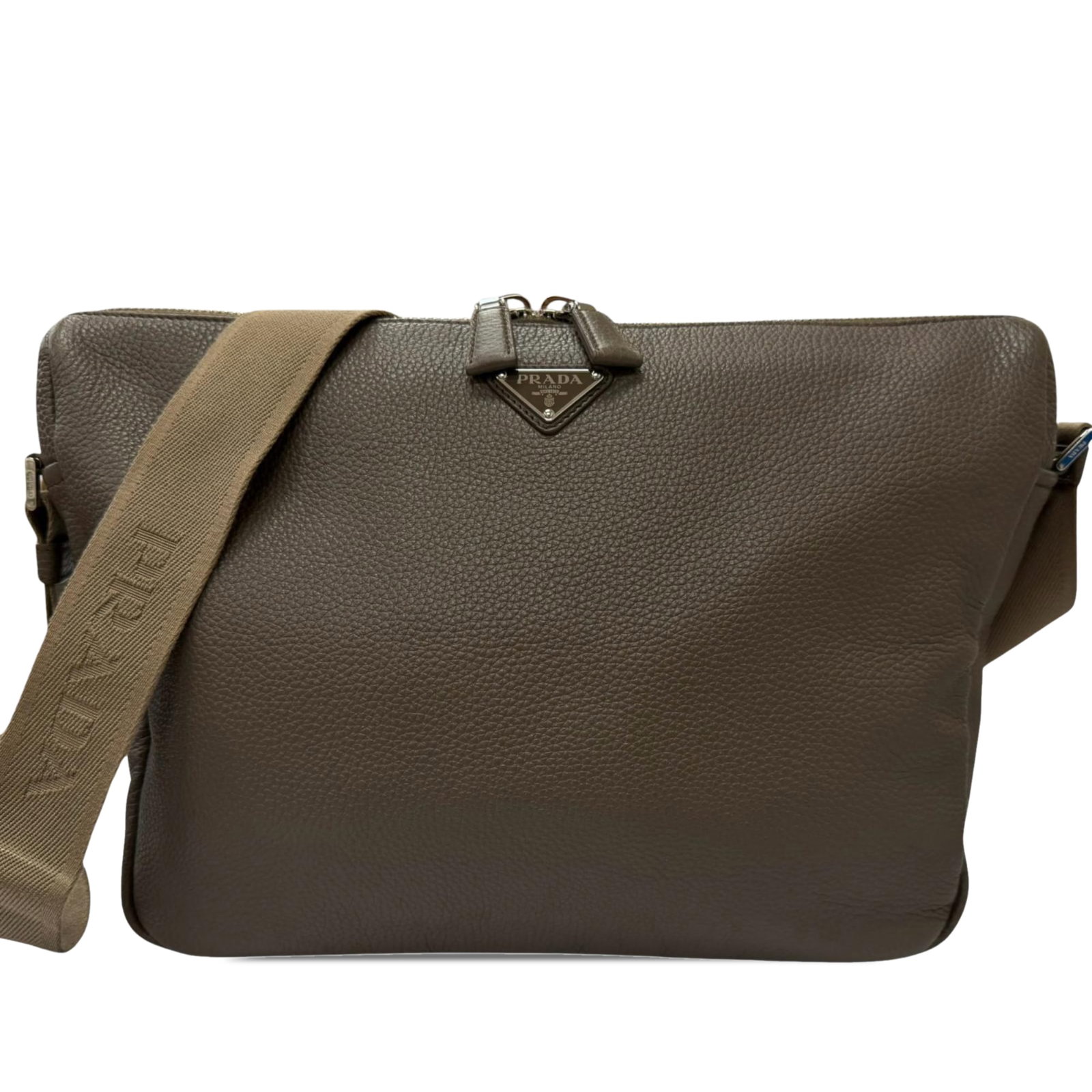 Prada Vitello Daino Leather Crossbody Bag Brown: Prada Vitello Daino Leather Crossbody Bag Brown Prada Vitello Daino crossbody bag in brown leather with an adjustable flat shoulder strap, two-way top zip closure, and an interior zip pocket. Made in 