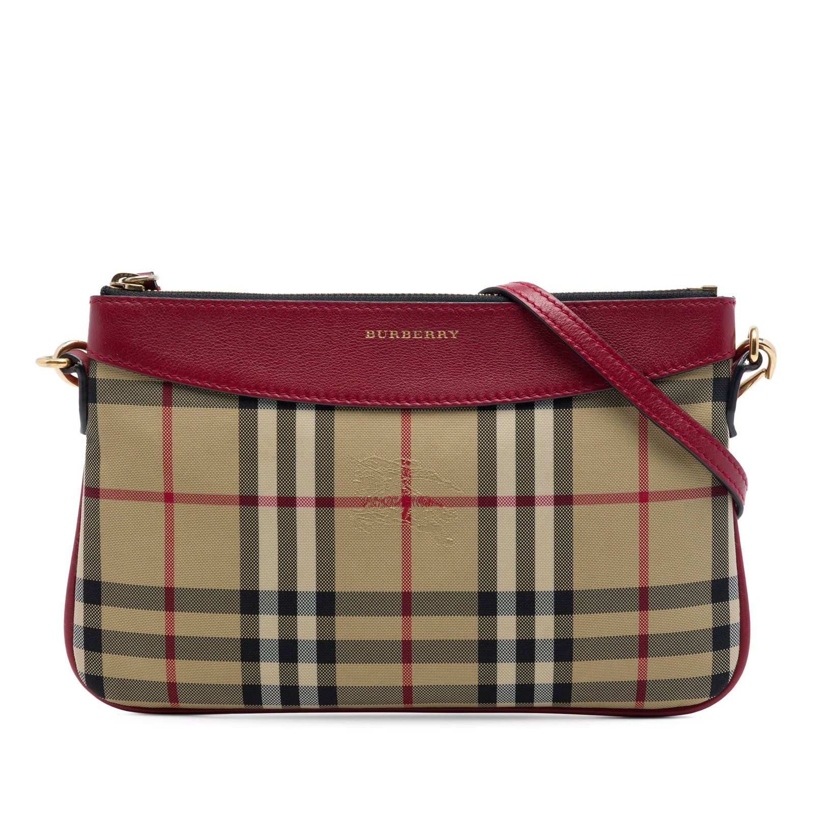 Burberry Peyton Crossbody Bag in Haymarket Check Canvas: Burberry Peyton Crossbody Bag in Haymarket Check Canvas Burberry Peyton crossbody bag in Haymarket Check canvas with leather trim. This compact design features an adjustable and detachable flat leathe