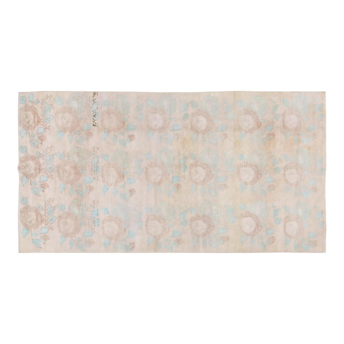 Turkish Oushak Wool Area Rug Hand Knotted 4'6 x 8'5 Vintage: Turkish Oushak Wool Area Rug Hand Knotted 4'6 x 8'5 Vintage This vintage Turkish Oushak rug is hand-knotted from wool using traditional techniques, showcasing a blend of timeless craftsmanship and mod