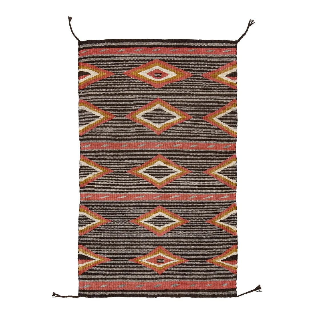3'1" x 5' Contemporary Wool Rug with Geometric Diamond Pattern: 3'1" x 5' Contemporary Wool Rug with Geometric Diamond Pattern Contemporary wool rug with a modern Southwestern and Navajo-style design, featuring bold nested geometric diamond motifs, alternating pin