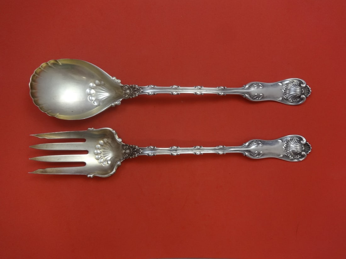 Whiting Imperial Queen Sterling Silver Salad Set 2pc 12 Inch: Whiting Imperial Queen Sterling Silver Salad Set 2pc 12 Inch This exquisite 2-piece salad set features the elegant Imperial Queen pattern by Whiting, crafted from high-quality sterling silver. Each se