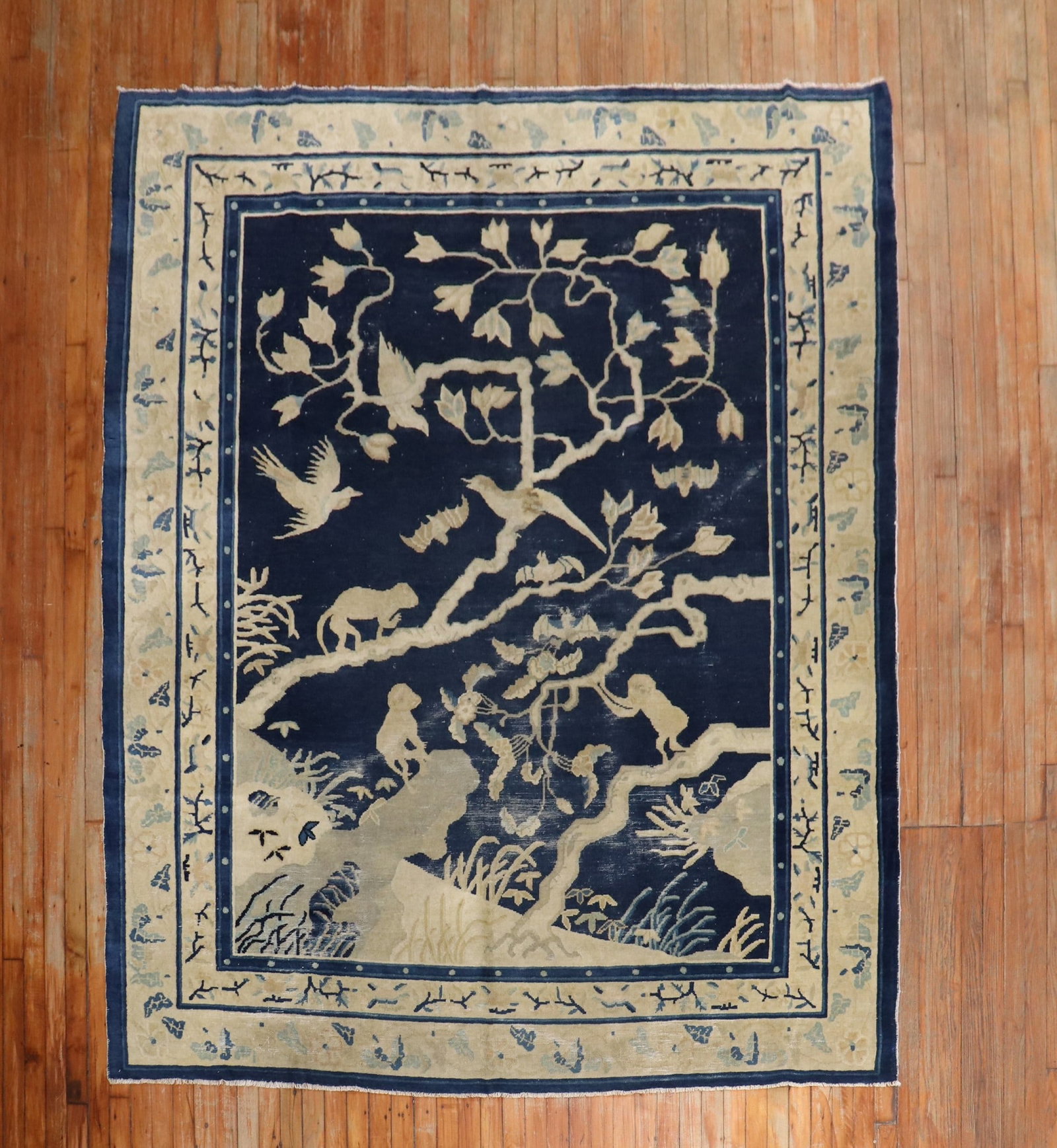 7' x 8' 6" Late 19th Century Chinese Pictorial Rug with Monkeys (1 of 13)